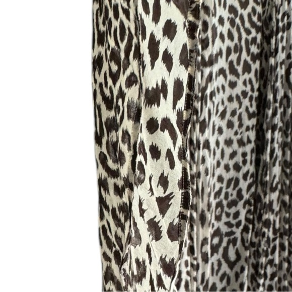 J. Crew Leopard Beach Swimsuit Coverup Size M/L Tasseled Animal Print Blue Trim - Picture 3 of 7